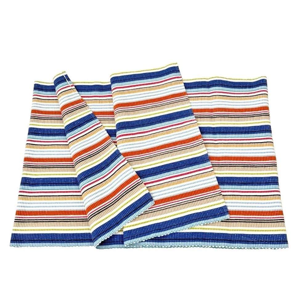 Table Runner Beach Colors Blue Orange Green Stripes 98